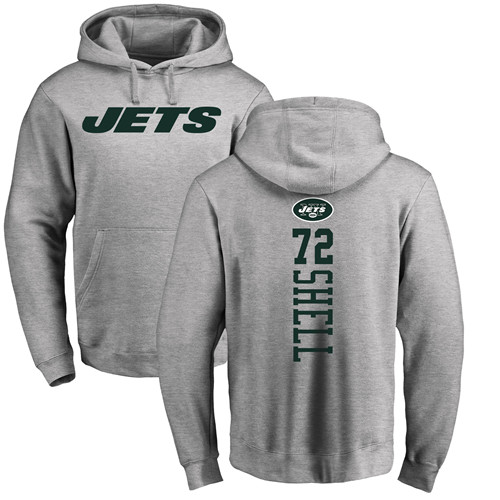 New York Jets Men Ash Brandon Shell Backer NFL Football #72 Pullover Hoodie Sweatshirts->new york jets->NFL Jersey